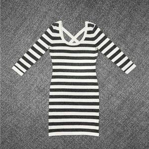 Guess Black And White Striped Dress